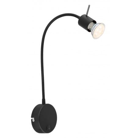 Lampa ścienna z giętkim ramieniem Milly GU10 czarna włącznik na lampie