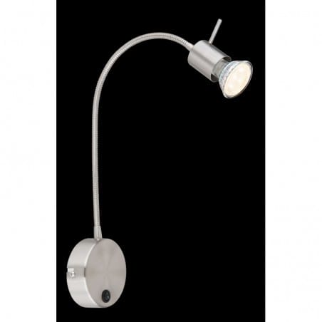 Lampa ścienna Milly GU10 z giętkim ramieniem i włącznikiem nikiel mat bez klosza
