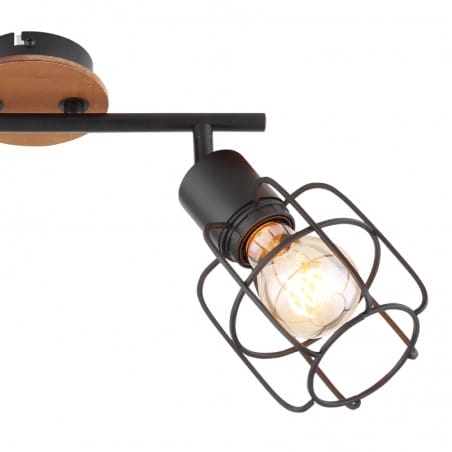 Lampa sufitowa Willa 2 punktowa loftowa np. do aneksu kuchennego metal drewno