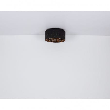 Czarny owalny plafon sufitowy Clarke abażur z dekorem złote wnętrze na 2 żarówki