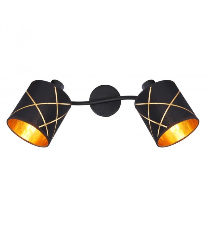 Lampa sufitowa Bemmo 2 czarno złote abażury z dekorem