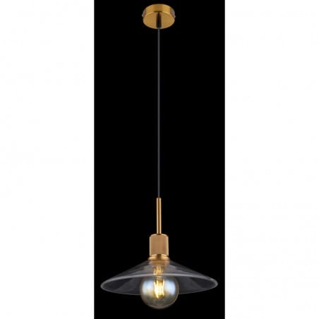 Lampa wisząca Adara mosiądz bezbarwne szkło czarny kabel do salonu jadalni kuchni sypialni