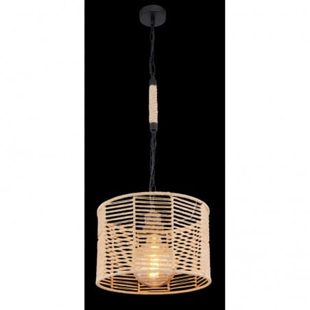 Pojedyncza lampa zwis Halia 31cm boho czarny metal naturalna lina konopna do salonu kuchni sypialni jadalni