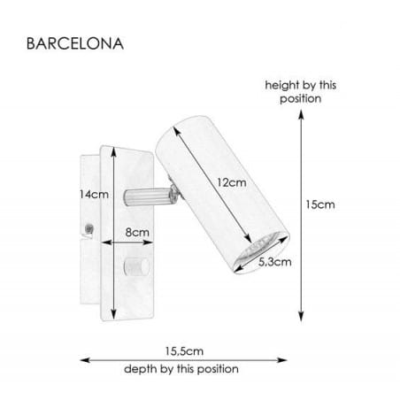 Metalowy kinkiet z włącznikiem na lampie Barcelona biały z przewodem