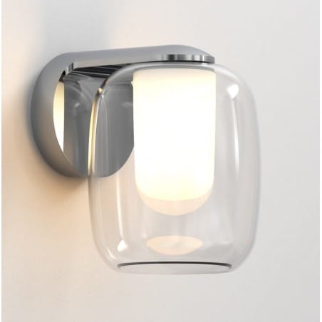 Lampa ścienna łazienkowa Aquina montaż klosz w górę lub w dół chrom klosz bezbarwny
