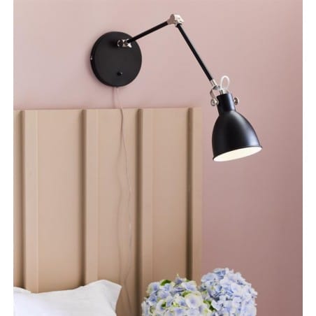 Kinkiet House duży czarny z regulacją włącznik na lampie kabel do sypialni kuchni salonu biura