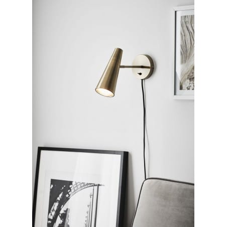 Lampa ścienna z włącznikiem Peak patyna do sypialni salonu do czytania klosz stożek nowoczesny kształt