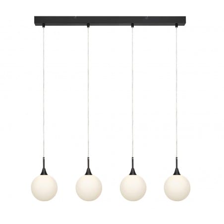 Lampa wisząca Quattro czarna nowoczesna 4 klosze szklane kule do jadalni kuchni salonu sypialni