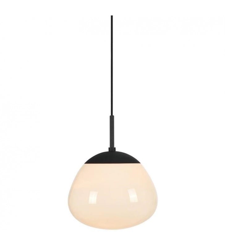 Czarna lampa wisząca Rise biały klosz ze szkła nowoczesna forma do salonu sypialni kuchni jadalni