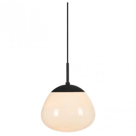 Czarna lampa wisząca Rise biały klosz ze szkła nowoczesna forma do salonu sypialni kuchni jadalni