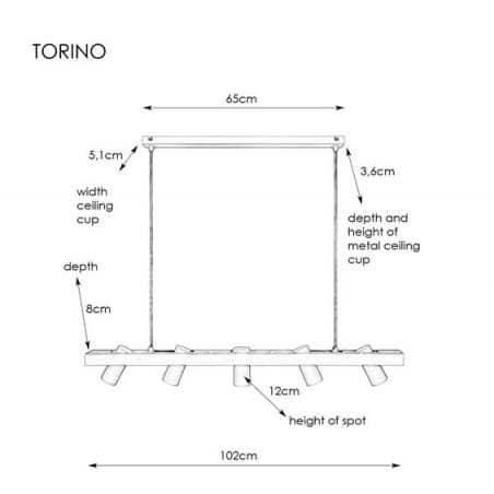 Lampa wisząca Torino biała pozioma nad stół lub biurko z ruchomymi reflektorkami