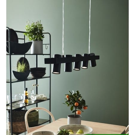 Lampa wisząca Torino czarna nad stół biurko nowoczesna pozioma z ruchomymi kloszami metal