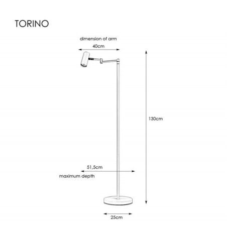 Czarna minimalistyczna lampa podłogowa Torino z ruchomym ramieniem