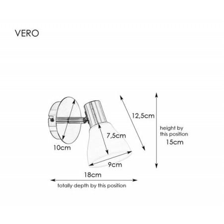 Lampa ścienna Vero stal pojedyncza klosz biały ze szkła przewód z włącznikiem