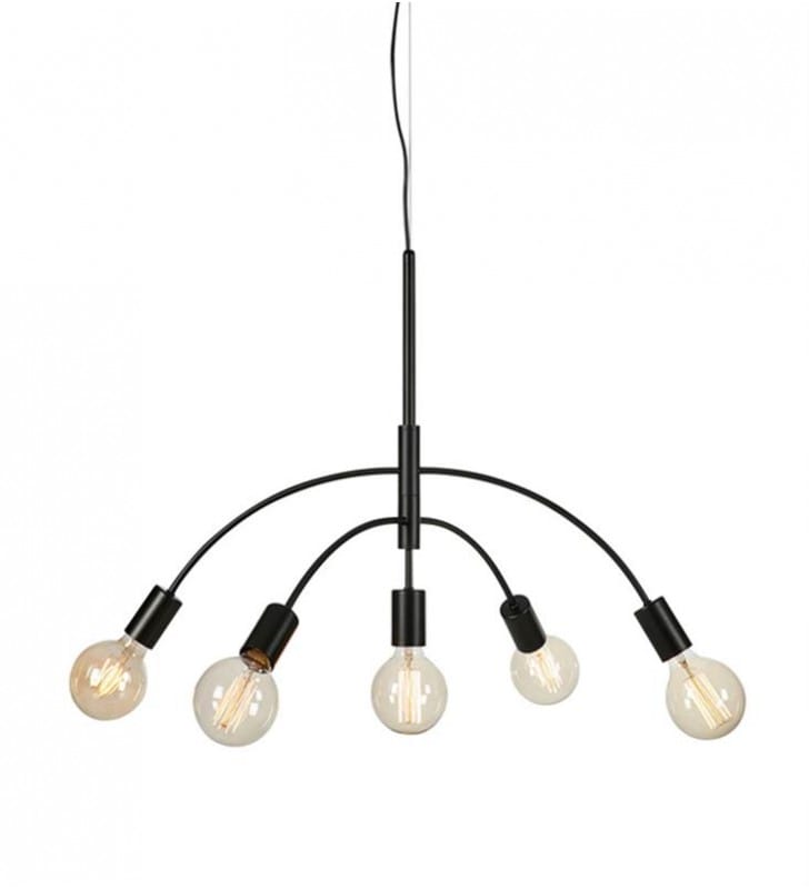 Lampa Cygnus wisząca żyrandol czarna nowoczesna 5 ramienna do wnętrz w stylu minimalistycznym