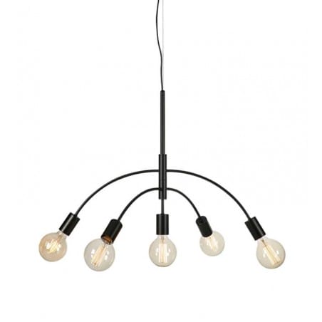 Lampa Cygnus wisząca żyrandol czarna nowoczesna 5 ramienna do wnętrz w stylu minimalistycznym