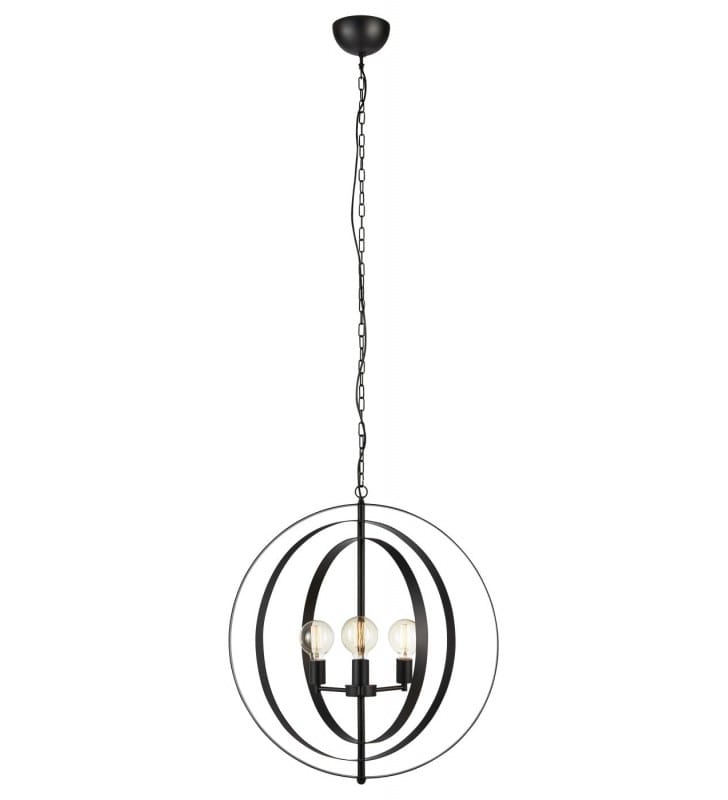 Lampa wisząca Orbit czarna 3 pierścienie na 3 żarówki nowoczesna do salonu