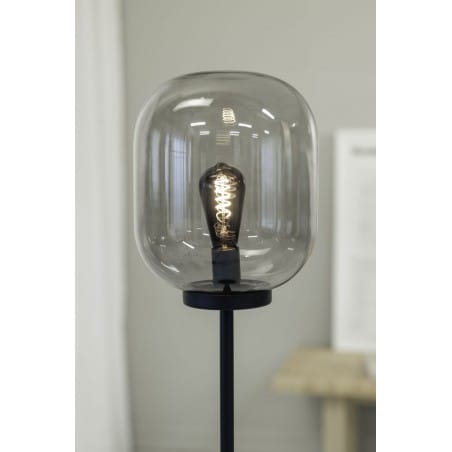 Lampa stojąca Brooklyn nowoczesna czarna do salonu sypialni klosz szklany dymiony przezroczysty