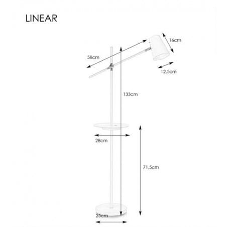 Lampa podłogowa Linear z gniazdem USB czarna stolik regulacja włącznik na kloszu
