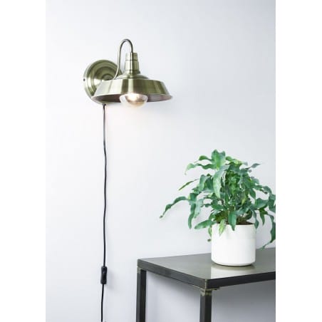 Lampa ścienna Grimsby z włącznikiem na przewodzie patyna metal styl industrialny loftowy