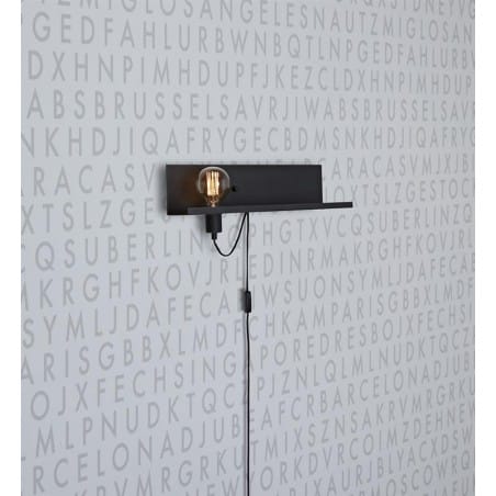 Minimalistyczny kinkiet z gniazdem USB Multi czarny z półką do sypialni salonu przedpokoju kuchni