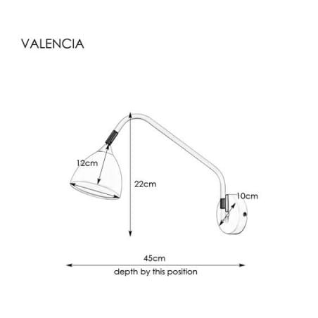 Szara lampa ścienna z długim ramieniem Valencia do sypialni salonu na przedpokój