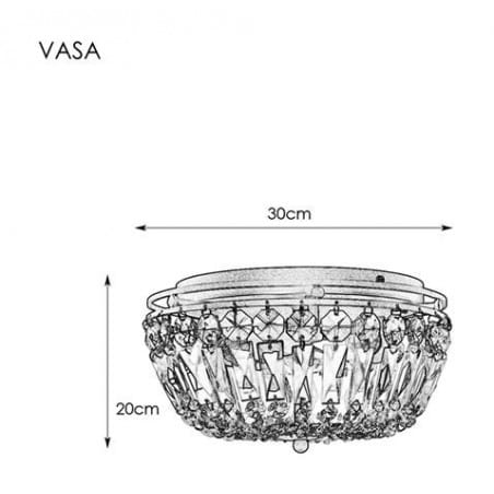 Czarny kryształowy plafon łazienkowy Vasa 30cm okrągły
