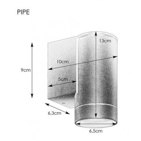 Zewnętrzna lampa ścienna Pipe aluminium metal światło w dół IP44 GU10