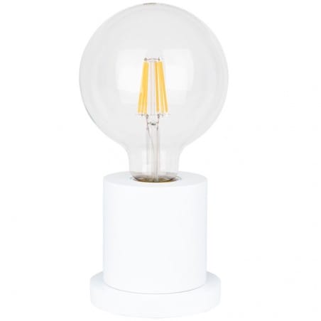 Biała drewniana lampka stołowa Tasse minimalistyczna oprawka stołowa 10cm