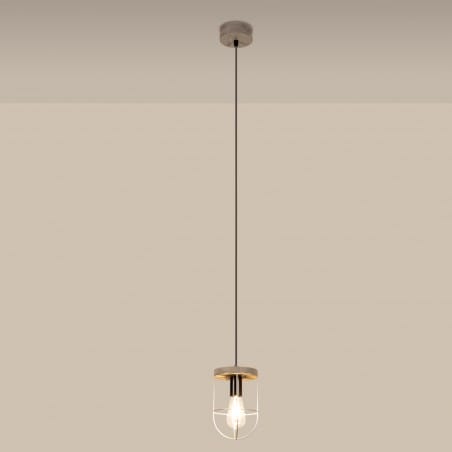 Lampa wisząca Netuno połączenie szarego drewna z metalem styl loftowy