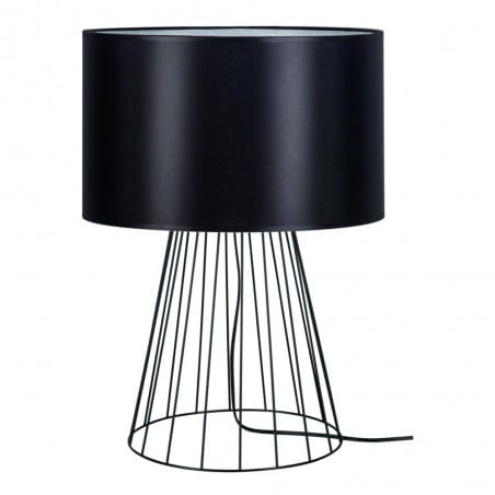 Lampa stołowa Swan druciana podstawa okrągły abażur z tkaniny do salonu na komodę