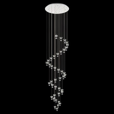 Długa 3m elegancka duża lampa wisząca spirala Pianopoli1 kryształowe kwiatki