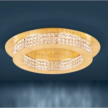 Złoty 70cm plafon kryształowy Principe LED duży do salonu sypialni z możliwością ściemniania