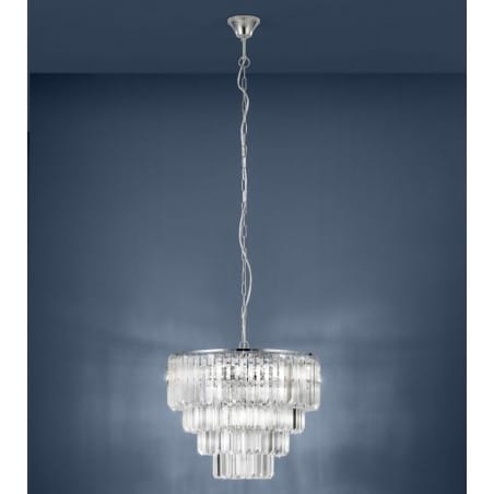 Lampa wisząca Agrigento do salonu kryształy ułożone kaskadowo łańcuch