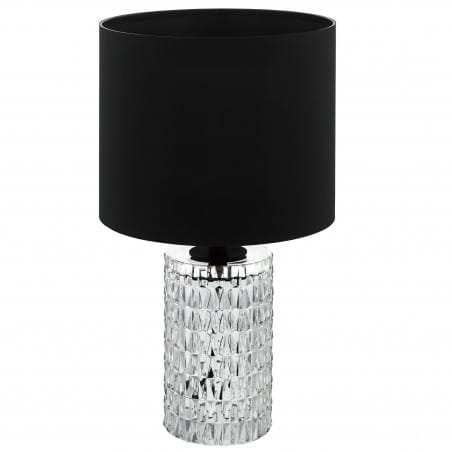 Elegancka czarna lampa stołowa ze szklaną podstawą Sapuara