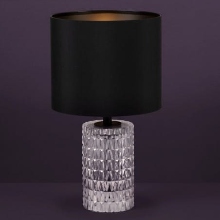 Elegancka czarna lampa stołowa ze szklaną podstawą Sapuara