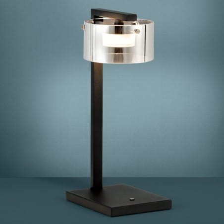 Czarna nowoczesna lampa stołowa Copillos LED ze ściemniaczem włącznik na lampie