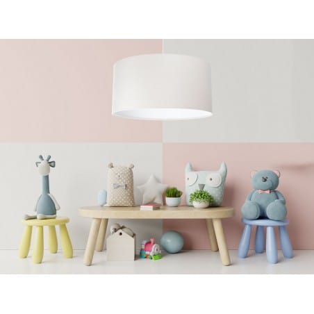 50cm kremowa lampa zwis z abażurem Federica pikowana tkanina jaśminowa do sypialni jadalni pokoju dziecka