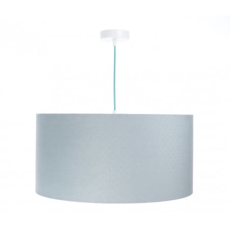 Lampa wisząca Greta 50cm błękitna abażur z jaśminowej tkaniny pikowanej do sypialni salonu pokoju dziecka