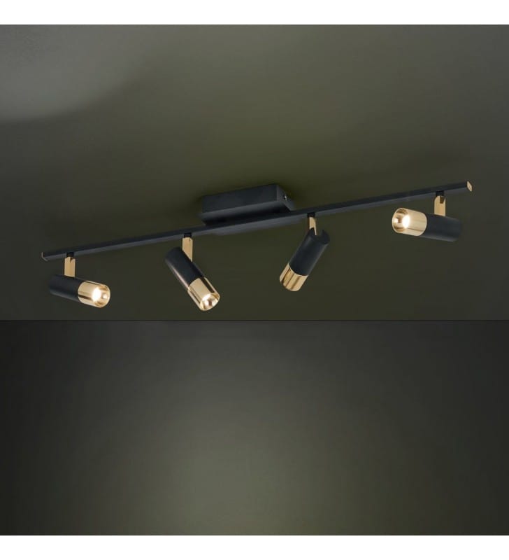 4 punktowa lampa typu spot Tomares czarno mosiężna do salonu sypialni na przedpokój
