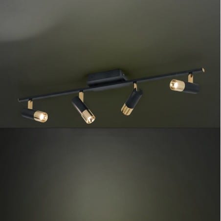 4 punktowa lampa typu spot Tomares czarno mosiężna do salonu sypialni na przedpokój