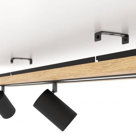 Drewniana długa nowoczesna lampa sufitowa Torrestralle 3 klosze do sypialni salonu 3xGU10 + LED Eglo