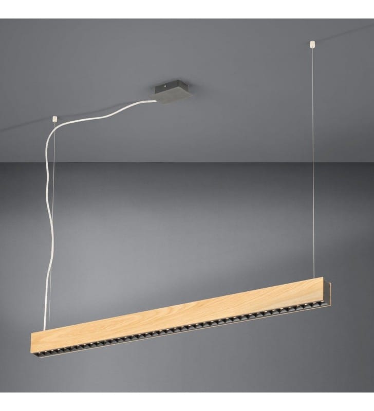 Metrowa wąska lampa wisząca nad stół z drewna Termini1 LED ściemnialna nowoczesna