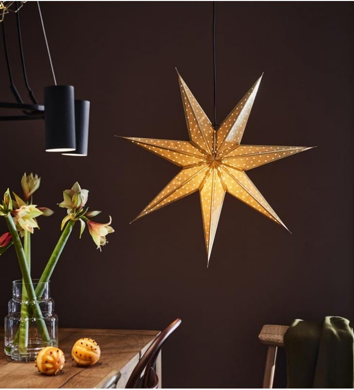 Złota gwiazda do powieszenia Glitter 75cm dekoracja świąteczna bożonarodzeniowa 1xE14