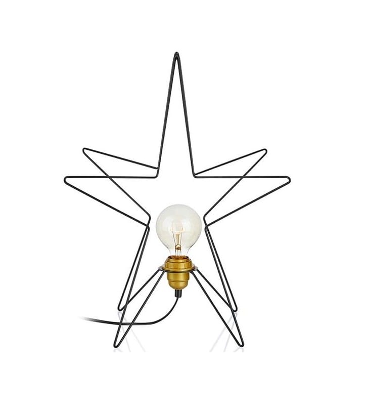 Nowoczesna lampka stołowa Asterix 3D metalowa czarna gwiazda z drutu