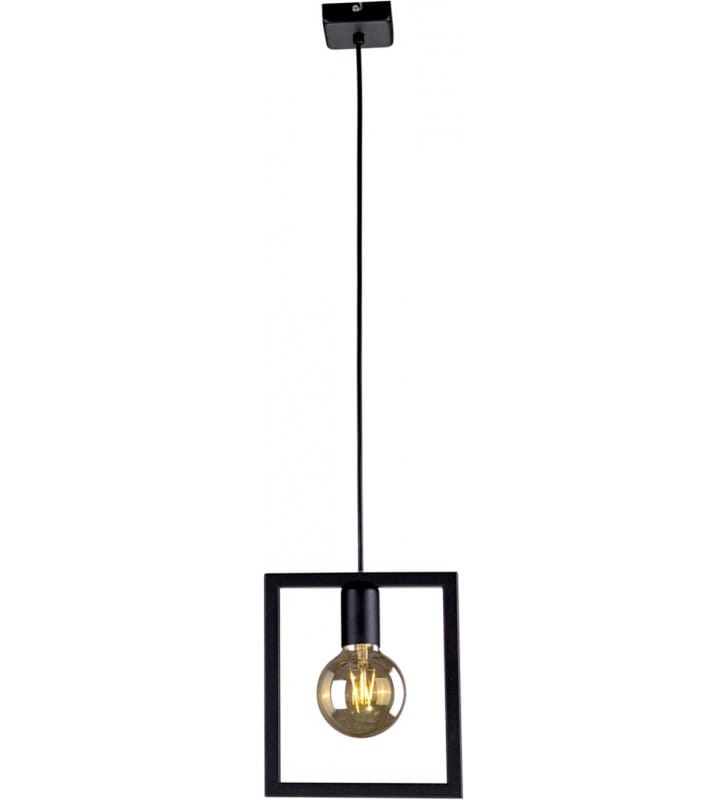Lampa wisząca Lavaya pojedyncza żarówka w metalowej ramce kolor czarny