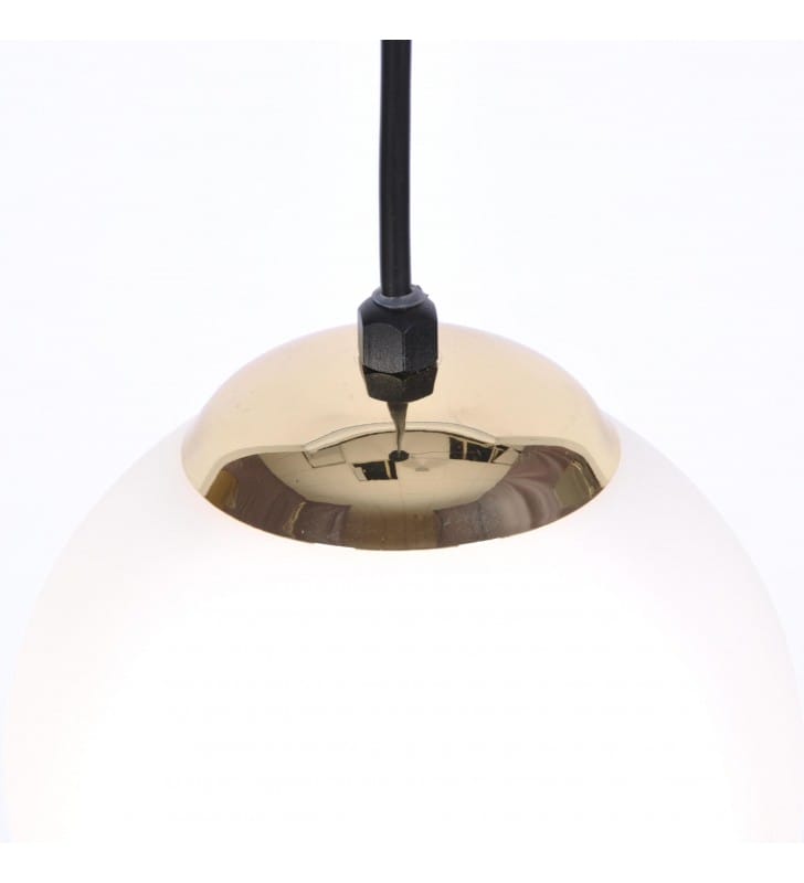Mała 14cm szklana lampa wisząca Isla biała matowa kula z czarno patynowym wykończeniem 1xE14 Kaja