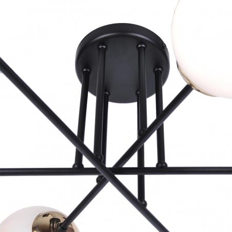 Duża nowoczesna czarna lampa sufitowa Isla szklane kule patynowe wykończenie do salonu 6xE14