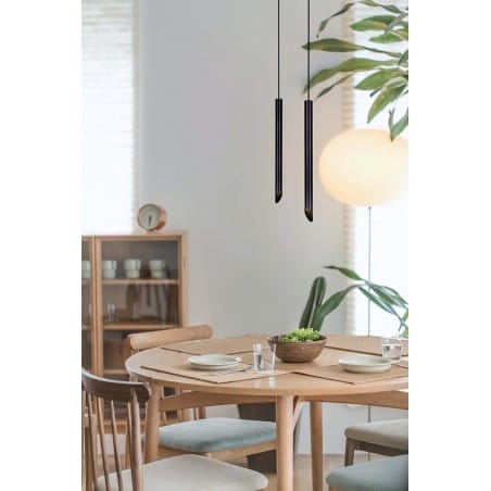 2 zwisowa czarna nowoczesna lampa Margus 2 wąskie skośne klosze tuby do salonu jadalni kuchni nad stół bar