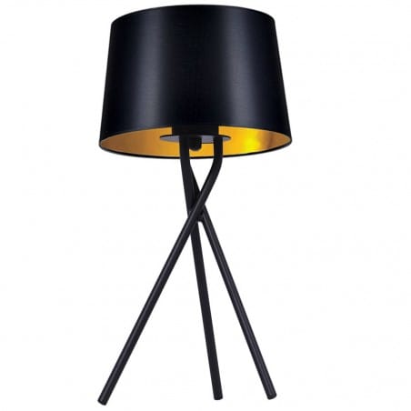 Czarna lampa stołowa na 3 metalowych nogach Remi Gold abażur czarno złoty